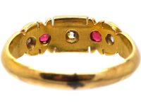 Edwardian 18ct Gold Gypsy Ring set with Rubies & Diamonds