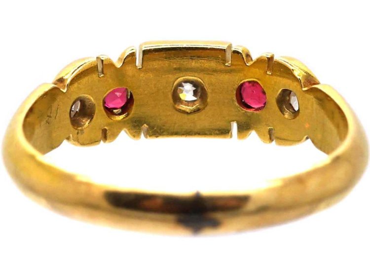 Edwardian 18ct Gold Gypsy Ring set with Rubies & Diamonds