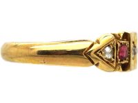 Edwardian 18ct Gold Gypsy Ring set with Rubies & Diamonds