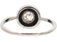Art Deco Platinum Target Ring set with Onyx & a Diamond