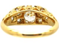 Victorian 18ct Gold Old Mine Cut Diamond Carved Half Hoop Ring