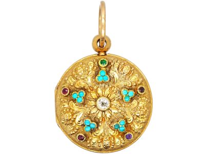 Georgian 15ct Gold Ornate Round Locket that Spells Regard