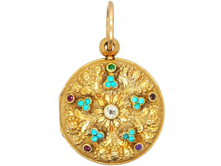 Georgian 15ct Gold Ornate Round Locket that Spells Regard