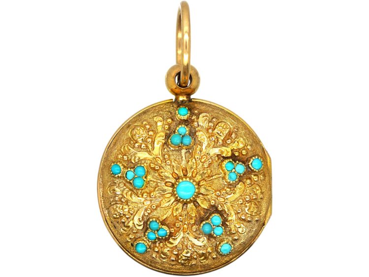 Georgian 15ct Gold Ornate Round Locket that Spells Regard
