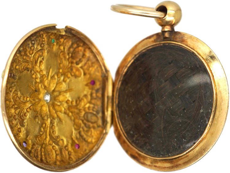 Georgian 15ct Gold Ornate Round Locket that Spells Regard