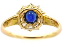 Edwardian 18ct Gold, Sapphire & Diamond Cluster Ring