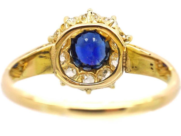 Edwardian 18ct Gold, Sapphire & Diamond Cluster Ring