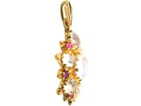 Vintage 9ct Gold Pendant set with Moonstones & Rubies