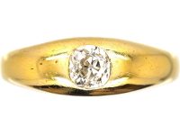 Victorian 18ct Gold Rub Over Set Old Mine Cut Diamond Ring