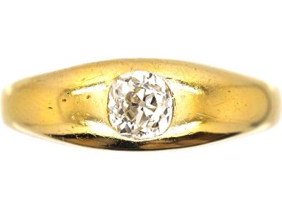 Victorian 18ct Gold Rub Over Set Old Mine Cut Diamond Ring