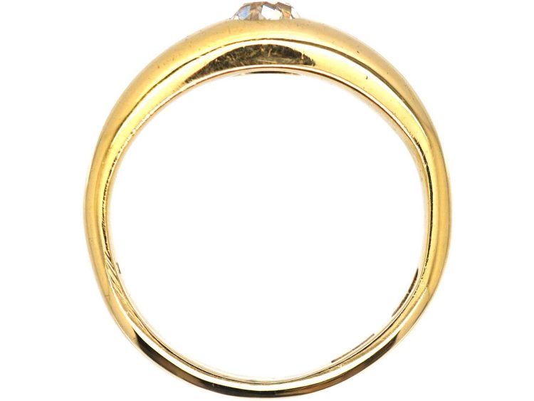 Victorian 18ct Gold Rub Over Set Old Mine Cut Diamond Ring