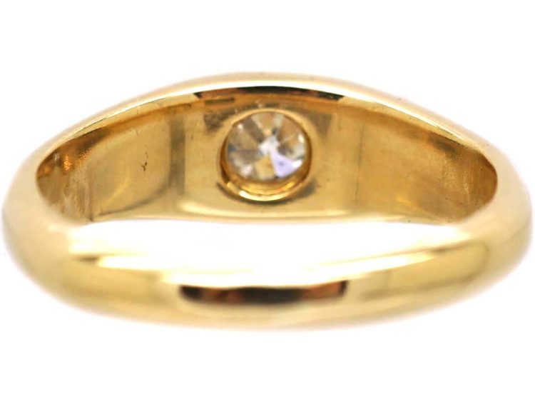 Victorian 18ct Gold Rub Over Set Old Mine Cut Diamond Ring