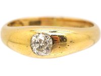 Victorian 18ct Gold Rub Over Set Old Mine Cut Diamond Ring