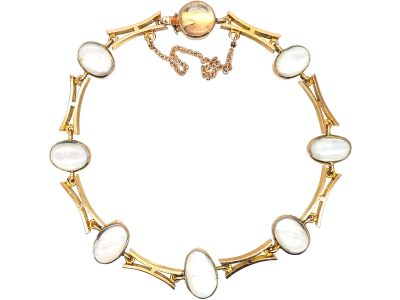 Edwardian 9ct Gold Bracelet set with Moonstones