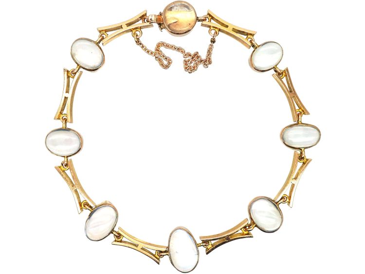 Edwardian 9ct Gold Bracelet set with Moonstones