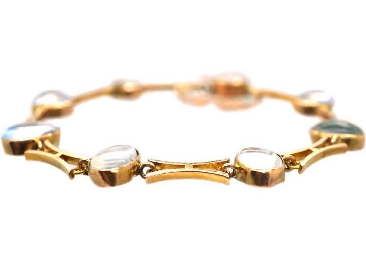 Edwardian 9ct Gold Bracelet set with Moonstones