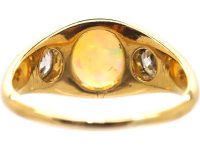 Victorian 18ct Gold Rub Over set Opal & Diamond Ring
