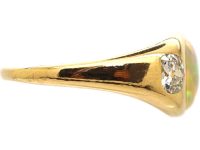 Victorian 18ct Gold Rub Over set Opal & Diamond Ring
