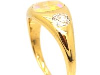 Victorian 18ct Gold Rub Over set Opal & Diamond Ring