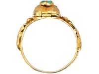 Early 19th Century 15ct Two Colour Gold Heart Shaped Locket Ring set with Turquoise