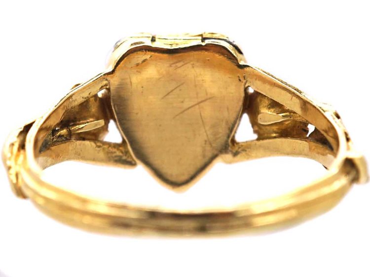 Early 19th Century 15ct Two Colour Gold Heart Shaped Locket Ring set with Turquoise