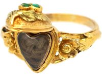 Early 19th Century 15ct Two Colour Gold Heart Shaped Locket Ring set with Turquoise