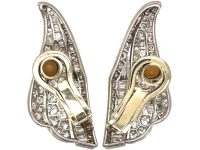 Art Deco French 18ct White Gold Angel's Wing Earrings set with Diamonds