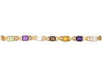 Retro 14ct Gold Multi Gem Stone Bracelet
