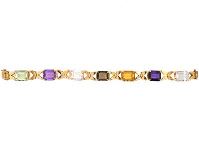 Retro 14ct Gold Multi Gem Stone Bracelet