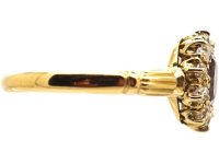 Edwardian 18ct Gold, Amethyst & Diamond Oval Cluster Ring