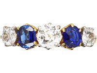 Edwardian 18ct Gold Five Stone Sapphire & Diamond Ring