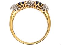 Edwardian 18ct Gold Five Stone Sapphire & Diamond Ring