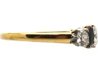 Edwardian 18ct Gold Five Stone Sapphire & Diamond Ring