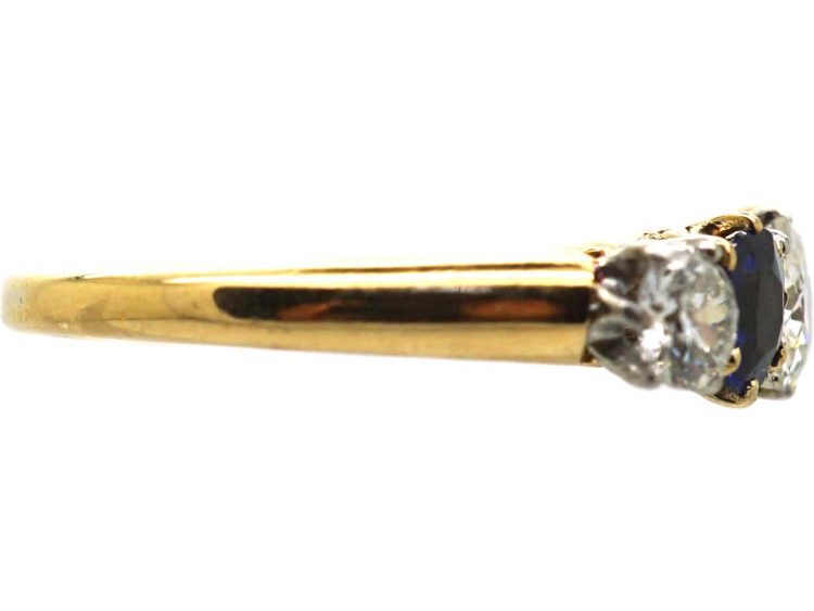 Edwardian 18ct Gold Five Stone Sapphire & Diamond Ring