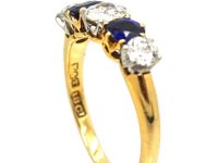 Edwardian 18ct Gold Five Stone Sapphire & Diamond Ring