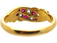 Victorian 18ct Gold Crossover Ring set with Rubies & Diamonds