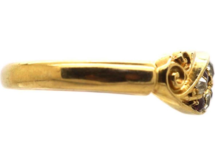 Victorian 18ct Gold Crossover Ring set with Rubies & Diamonds