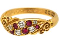 Victorian 18ct Gold Crossover Ring set with Rubies & Diamonds