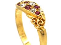 Victorian 18ct Gold Crossover Ring set with Rubies & Diamonds