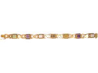 Retro 14ct Gold Multi Gem Stone Bracelet