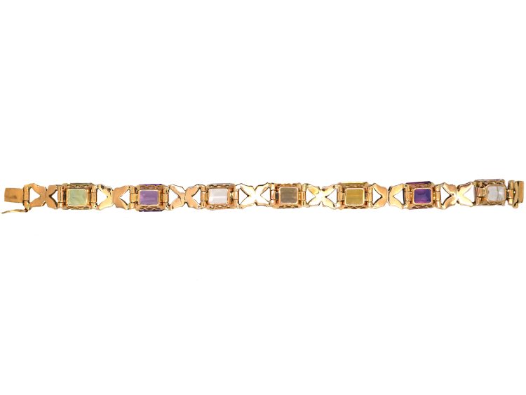 Retro 14ct Gold Multi Gem Stone Bracelet