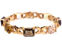 Retro 14ct Gold Multi Gem Stone Bracelet