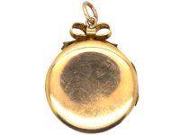 Edwardian 9ct Gold Back & Front Round Locket set with Green Garnets
