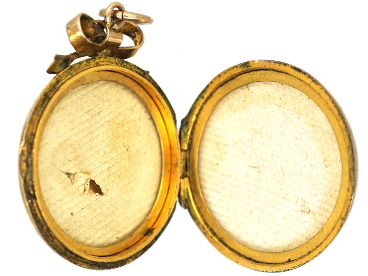 Edwardian 9ct Gold Back & Front Round Locket set with Green Garnets