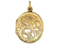 Victorian 9ct Back & Front Oval Engraved Locket