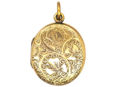 Victorian 9ct Back & Front Oval Engraved Locket
