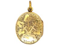 Victorian 9ct Back & Front Oval Engraved Locket