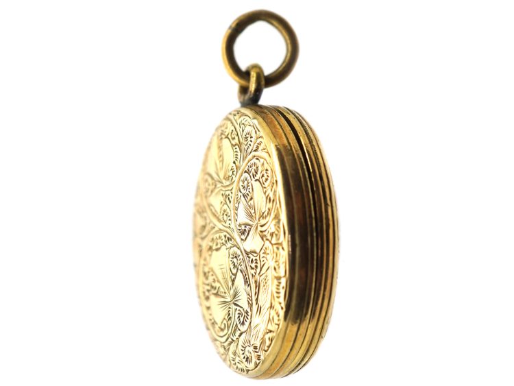 Victorian 9ct Back & Front Oval Engraved Locket