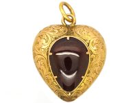 Victorian 15ct Gold Heart Pendant set with a Garnet