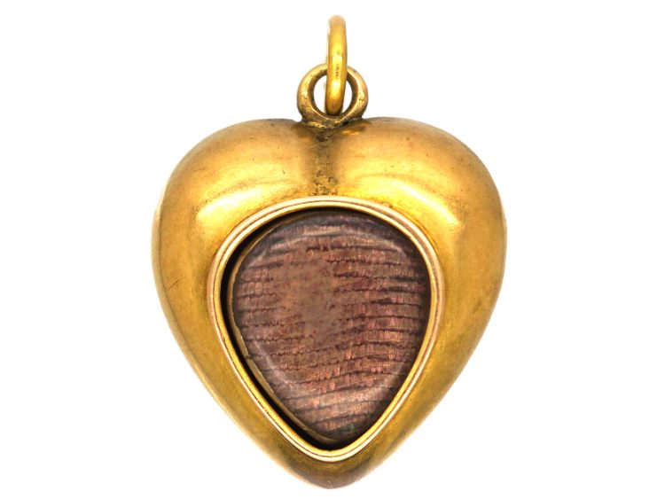 Victorian 15ct Gold Heart Pendant set with a Garnet